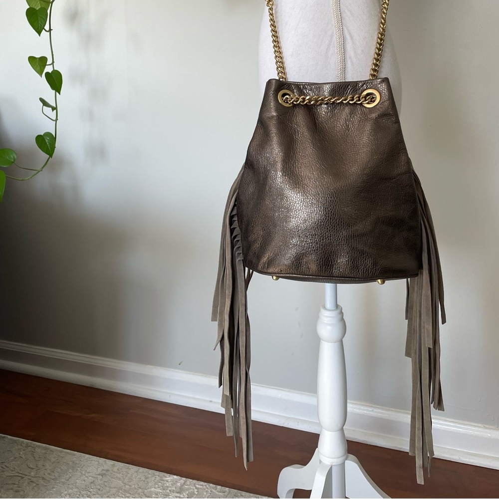 Leather Fringe Shoulder Bag By My Choice
